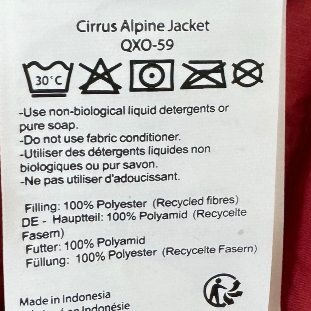 RAB Cirrus Alpine PrimaLoft Insulated Jacket Ascent Red Men Large L YKK Zip - Picture 4 of 9